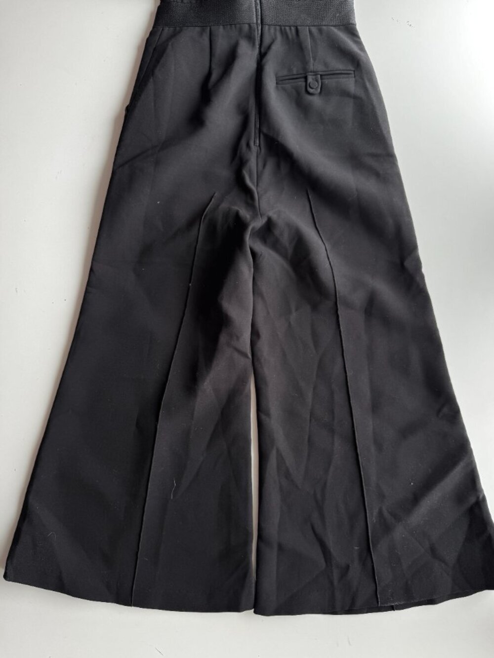 SELF-PORTRAIT Black Paisley Embroidered Tulle Crepe Wide Leg Jumpsuit, Size 2 - Picture 10 of 13